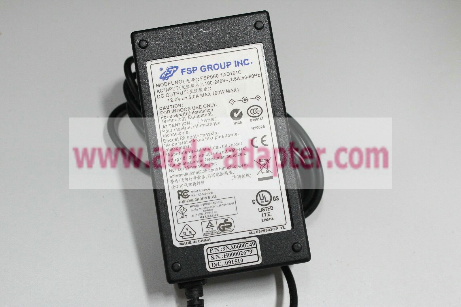 New FSP FSP060-1AD101C 12V 5A 60W AC ADAPTER LCD TFT DVD HDD